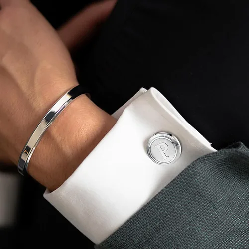 Miniatura 2 de LOLIAS 3 pares de gemelos con iniciales para hombre, juego de gemelos clásicos para hombre, estilo casual a formal, con caja de regalo, gemelos