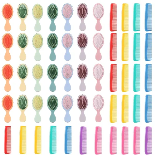 Juego de 56 mini peines para cabello húmedo, 28 cepillos desenredantes de viaje de bolsillo pequeño, 28 peines coloridos para desenredar, cerdas