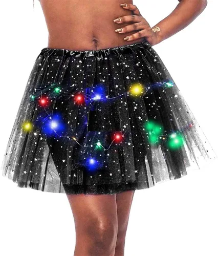 Miniatura 4 de REETAN Falda tutú LED iluminada, faldas en capas para Navidad, disfraz de tutú para mujeres y niñas