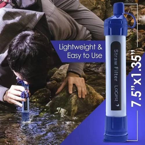 Miniatura 2 de Paquete de 2 popotes de filtro de agua – Dispositivo purificador de agua – Portátil de supervivencia personal de filtración de agua – para kits