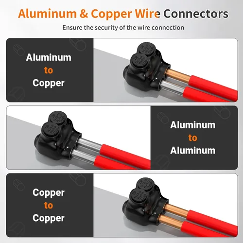 Miniatura 4 de Joinfworld Conector de Derivación Múltiple Aislado de 2 Puertos 1/0-14 AWG Conectores de Cable de Aluminio a Cobre Conectores de Cable Eléctrico