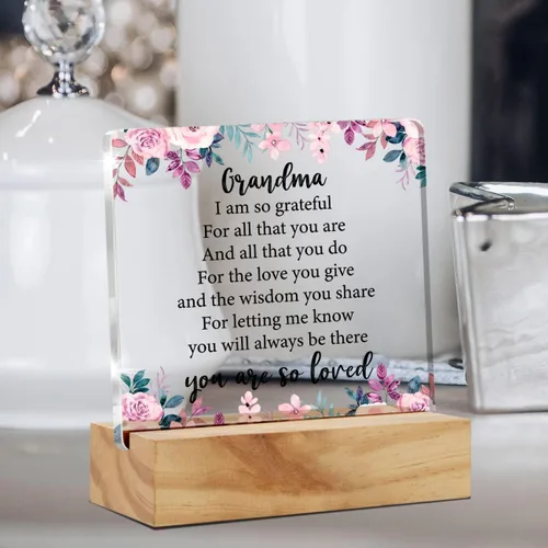 Miniatura 5 de Regalo de la abuela: letrero de placa de escritorio con soporte de madera, regalo de recuerdo