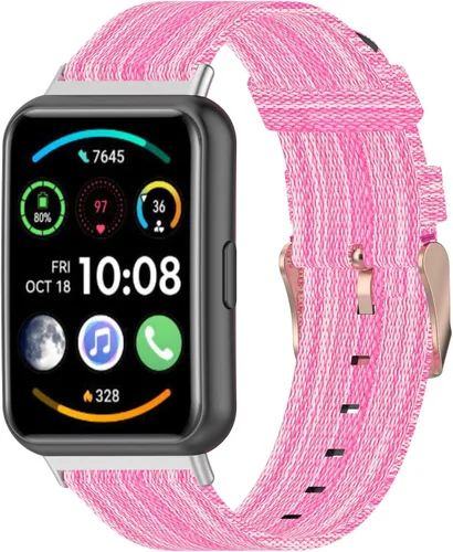 Miniatura 20 de Senter Correas de repuesto de nailon suave de liberación rápida para Huawei Watch Fit 2 Smart Watch Amarillo