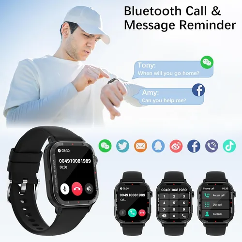Miniatura 2 de Relojes inteligentes para hombres (respuesta/hacer llamadas), rastreador de fitness con 123 modos deportivos, monitor de frecuencia cardíaca, Spo2