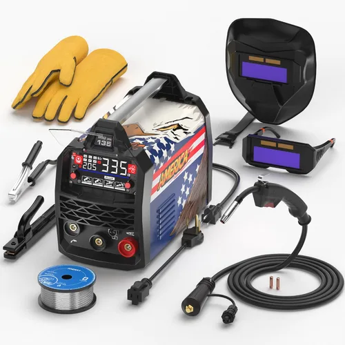 Miniatura 11 de ANDELI Soldador MIG 135A 110V/220V, PULSE Flux Core MIG/Lift Tig/Stick Máquina de soldadura MIG sin gas 3 en 1 con sinergia, pantalla LED grande