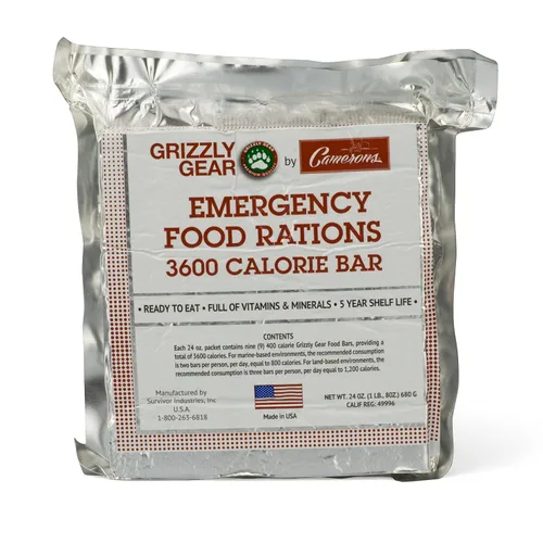 Miniatura 3 de Grizzly Gear Raciones alimenticias de emergencia, caja de diez barritas de vainilla de 3600 calorías, suministro de valor para 30 días, 4 semanas
