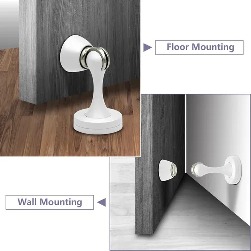 Miniatura 6 de Tope magnético de puerta, topes magnéticos blancos para puerta, soporte de pared para mantener la puerta abierta, de acero inoxidable, resistente
