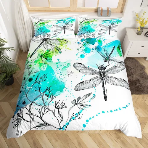 Miniatura 22 de Erosebridal Regalos de libélula para mujeres, funda de edredón de diente de león, mariposa y libélulas, juego de ropa de cama para mujeres y niñas