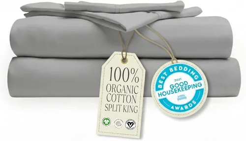 Miniatura 30 de Delilah Home Juego de sábanas de 300 hilos 100 % algodón orgánico, verificado por GOTS y Vegan.org, ropa de cama de satén de 300 hilos,