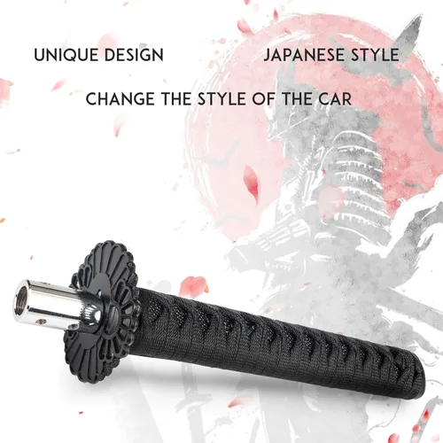 Miniatura 7 de Pomo de palanca de cambios estilo Katana, espada Samurái, universal para autos manuales con adaptadores, negro (26 cm)