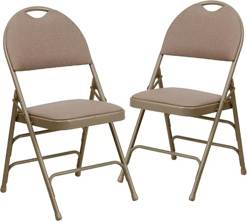 Miniatura 12 de Flash Furniture HERCULES Series Ultra Premium Triple Braced Black Vinyl Metal Silla plegable con asa fácil de transportar Marco negro de vinilo.