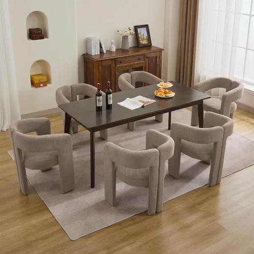 Miniatura 27 de adochr Modernas sillas de comedor de barril, silla de comedor tapizada de lino con patas de madera, sillas decorativas con brazos, cómodos sillones