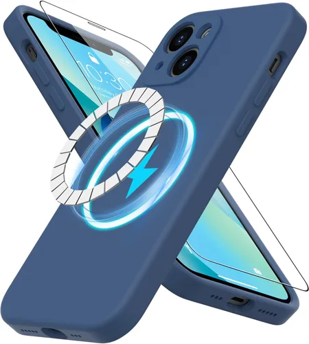 Miniatura 43 de DEENAKIN Funda magnética de silicona para iPhone 12 Pro con protector de pantalla, compatible con MagSafe, protección de cámara, funda protectora