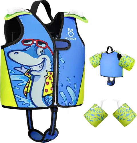Vvinca Toddler Swim Vest for Kids 24-50lbs,Toddler Floaties Puddle Pool Float Jumper 24-30-50 Pounds for Girls Boys Ages 1-5 with Detachable Arm 01