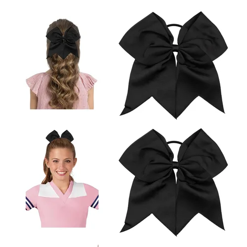 Lazos de animación, lazo negro para animadoras, lazos de animadora para animadoras, lazos de animadora, 2 lazos grandes de 8 pulgadas para niñas y