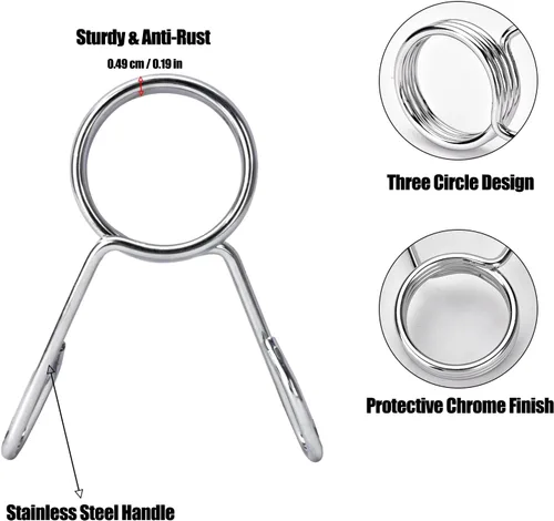Miniatura 3 de AccEncyc Collares de clip de resorte de 2 pulgadas, abrazaderas olímpicas para mancuernas, clips de barra de pesas para levantamiento de pesas