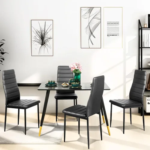 Miniatura 2 de Homy Casa Juego de 4 sillas de comedor de poliuretano, juego de 4 sillas de cocina de poliuretano, patas de metal para sala, cena, cocina