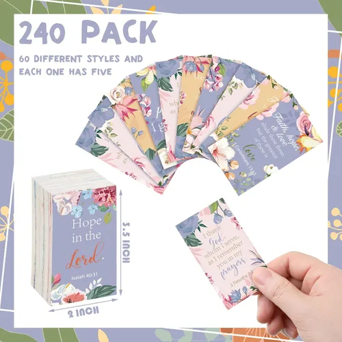 Miniatura 2 de Yaomiao 240 tarjetas de oración con versículos de la Biblia para mujeres, mini tarjetas de las Escrituras con cita inspiradora, regalos cristianos