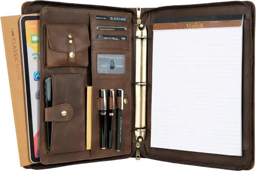 Miniatura 9 de DUKE&COW Cartera de cuero con carpeta de 3 anillos, folio ejecutivo personalizado, carpeta de cuero grabada, regalo personalizado para hombres