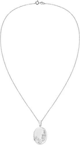 Miniatura 5 de AeraVida Collar con medallón de plata de ley con grabado floral para jardín, Metal, no conocido