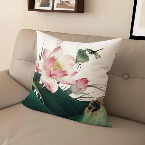 Miniatura 5 de Funda de almohada con estampado digital de loto zen chino, diseño de doble cara para sofá, sala de estar, decoración de dormitorio