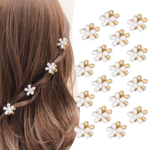 Miniatura 11 de CWJCYTNSN 16 unidades de pequeñas pinzas para el cabello para mujeres y niñas, mini pinzas de flores de cristal, pinzas de metal lindas de 0.8