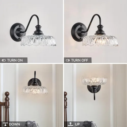 Miniatura 5 de HDDFL Aplique de pared moderno lámpara de mesita de noche lámpara de pared negra mate accesorios de iluminación para recámara accesorios de Negro