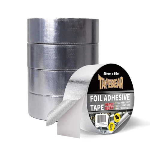 TAPEBEAR Cinta de protección térmica de papel de aluminio de 2 pulgadas x 65 yardas, cinta fría de fibra de vidrio aluminizada 5.5 mil resistente al