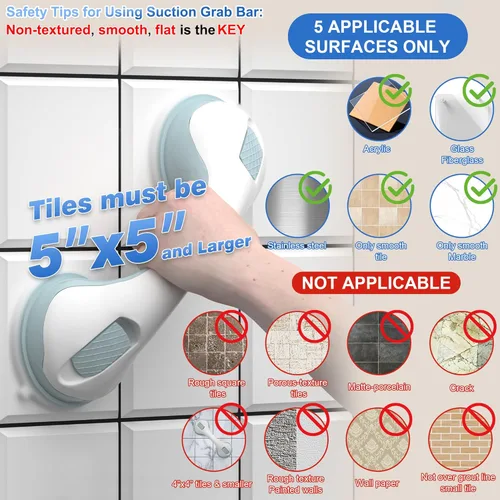Miniatura 4 de AirTight® Barras de Agarre para Ducha de Servicio Pesado (Paquete de 2) Barra de Agarre de 12.3 Pulgadas Conforme a ADA para Personas Mayores