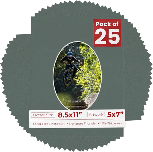 Miniatura 17 de Tapete de 8.5 x 11 pulgadas con corte biselado para fotos de 5 x 7 pulgadas, diseño ovalado, color azul bebé, sin ácidos, mate para proteger tus