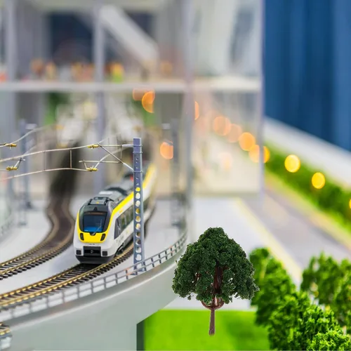 Miniatura 7 de 20 piezas de árboles modelo de plástico en miniatura para micro paisaje tren decoración de paisajes suministros de diorama