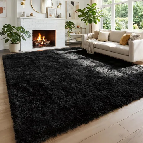 Miniatura 46 de Alfombras moradas para dormitorio de niñas, alfombra de 5 x 8 pies, alfombra peluda esponjosa para sala de estar, alfombras peludas gruesas