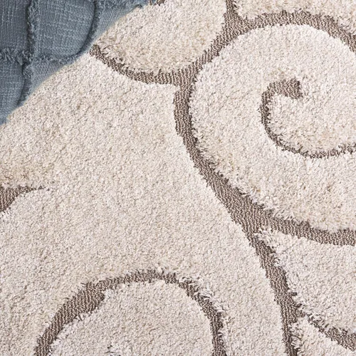 Miniatura 6 de SAFAVIEH Florida Shag Collection - Alfombra de área de 9 pies 6 pulgadas x 13 pies, color crema y beige, diseño de volutas, no desprende pelusa