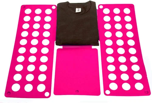 Carpeta de ropa para niños, organizador de carpetas de lavandería súper rápido, tablero plegable superior, ideal para el hogar y viajes, color rosa