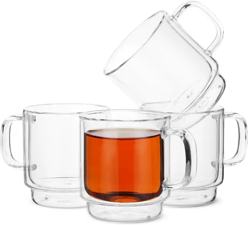 Miniatura 9 de BTaT- Tazas de café apilables de doble pared, 2 onzas, juego de 6, tazas de café Demitasse transparentes, tazas de café con aislamiento de doble