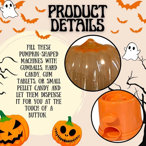 Miniatura 3 de A1U - Dispensador de dulces de plástico en forma de calabaza de Halloween de 6.5 pulgadas, organizador de almacenamiento para regalos de fiesta