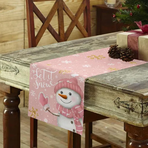 Miniatura 16 de Camino de mesa de muñeco de nieve de Navidad negro – Lino de algodón de 36 pulgadas de largo, bufandas de vestido de Navidad con copo de nieve