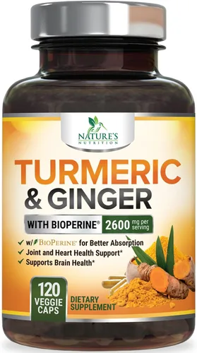 Suplemento de curcumina de cúrcuma – 2000 mg de cúrcuma orgánica por porción – 95% curcuminoides, jengibre y pimienta negra BioPerine para una mejor