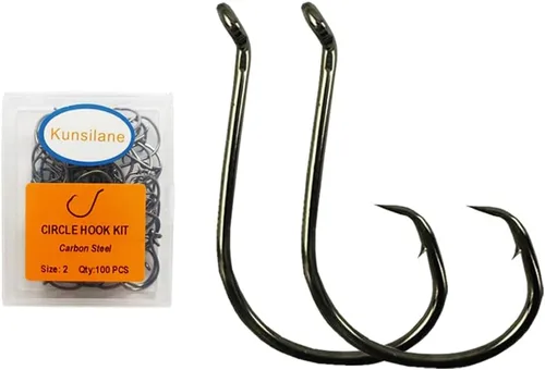 Miniatura 14 de Ganchos circulares para pesca de gato, 50/100 unidades, ganchos circulares de pesca de pulpo, agua salada, agua dulce para bagre lubina Redfish 1/0