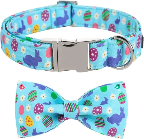 Miniatura 52 de ARING PET Collar de perro con corbatín, collares de terciopelo para perros con corbatín extraíble, collar de lazo ajustable para perros hembras