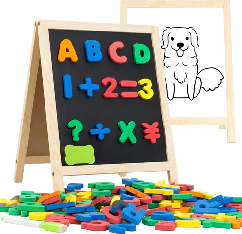 INNOCHEER Letras y números magnéticos para niños pequeños, pizarra magnética para niños, imanes del alfabeto ABC, pizarra educativa de borrado en