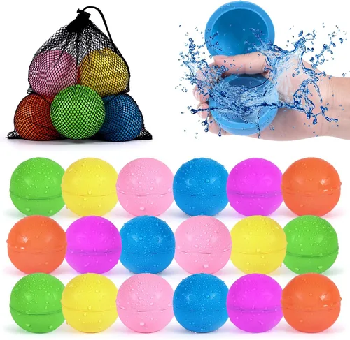 Miniatura 8 de 98K Globos de agua reutilizables, 12 piezas con bolsa de malla, juguetes de agua para piscina y playa, para niños y niñas, juguetes de verano al