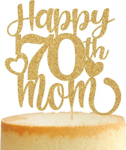 Miniatura 19 de Decoración para tartas con texto en inglés "Happy 50th Mom", feliz 50 cumpleaños para madre, saludos a 50 años, cumpleaños, aniversario, suministros