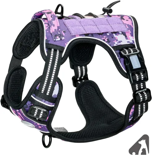 Miniatura 41 de Auroth - Arnés táctico para perros pequeños y medianos, sin tirones, arnés ajustable para mascotas, reflectante, K9, entrenamiento, trabajo, de Gris