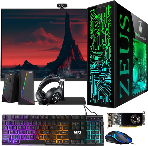 TechMagnet PC de escritorio para juegos, Intel i5 6ª generación, Zeus Pro 6, RX 550, 16 GB de RAM, SSD de 1 TB, monitor de 27 pulgadas y 165 Hz,