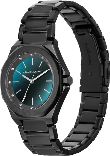 Miniatura 5 de AX Armani Exchange Reloj para mujer, reloj octogonal de tres manecillas para mujer con correa de acero inoxidable o silicona