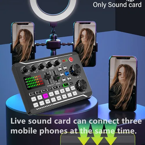 Miniatura 3 de Tablero de sonidos, tablero de efectos de sonido, placa mezcladora de sonido, tarjeta de sonido compatible con Bluetooth con múltiples efectos