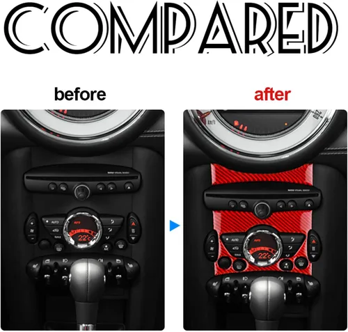 Miniatura 4 de AIRSPEED Para Mini R55 R56 R57 Control Central AC Panel Cubierta de Panel de Botón de Fibra de Carbono Adhesivo Decoración Interior Trim para Mini