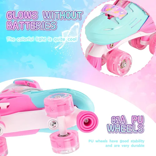 Miniatura 5 de 2PM SPORTS Patines de ruedas para niñas, niños y niños pequeños de 4 a 6, 5 a 8, 6 a 12, 8 a 12 años con ruedas iluminadas, patines ajustables
