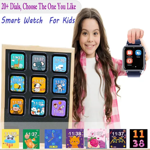 Miniatura 6 de iCHOMKE Reloj inteligente para niños, reloj inteligente para niñas y niños con 26 juegos, grabadora de video y reproductor, linterna de calendario